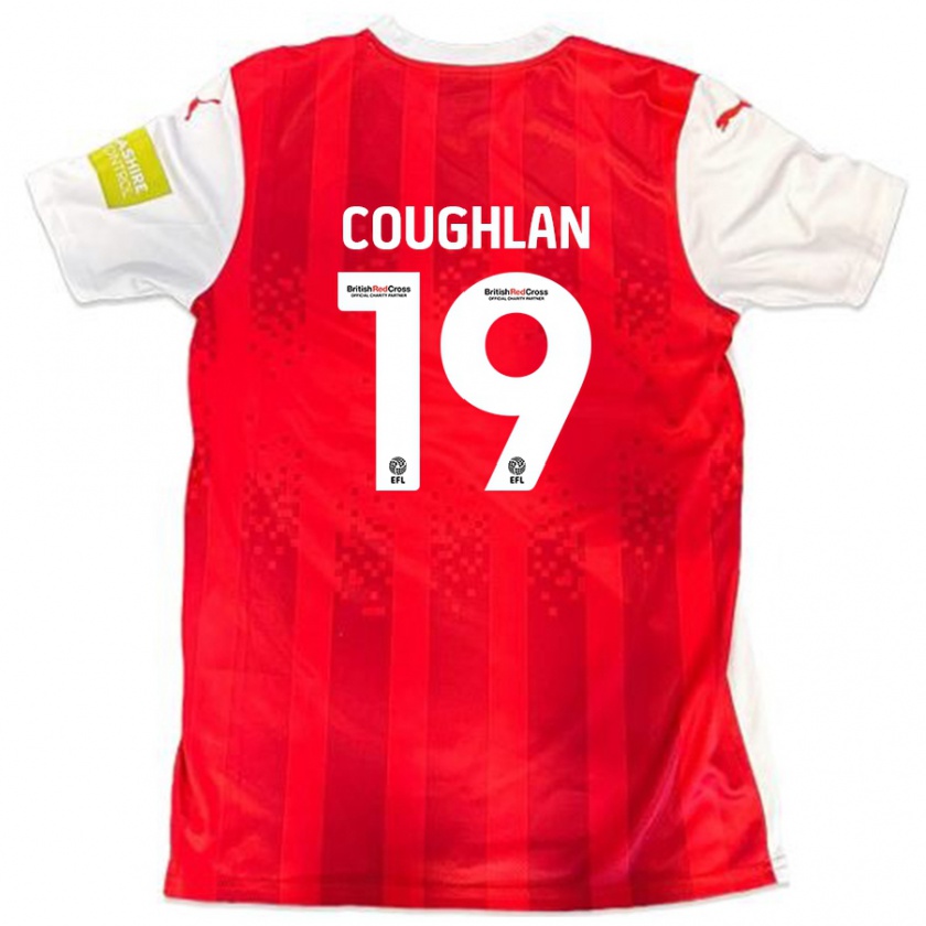 Kandiny Niño Camiseta Ronan Coughlan #19 Rojo Blanco 1ª Equipación 2024/25 La Camisa