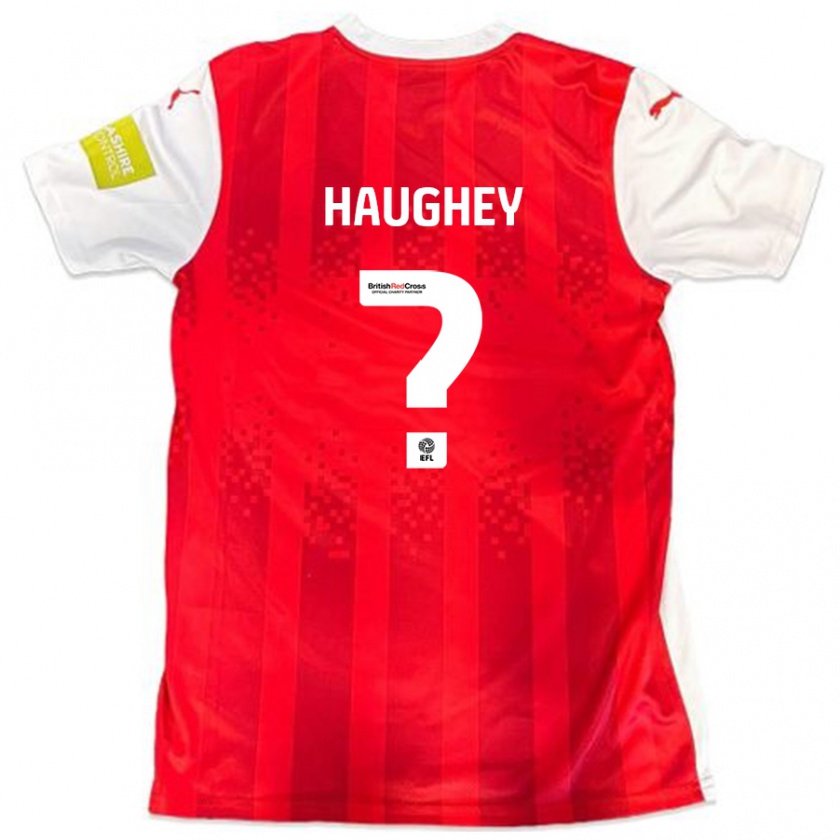 Kandiny Bambino Maglia Conor Haughey #0 Rosso Bianco Kit Gara Home 2024/25 Maglietta