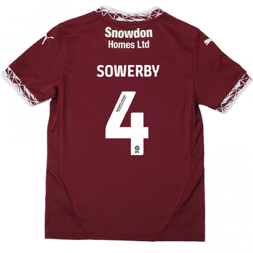 Kandiny Niño Camiseta Jack Sowerby #4 Borgoña 1ª Equipación 2024/25 La Camisa