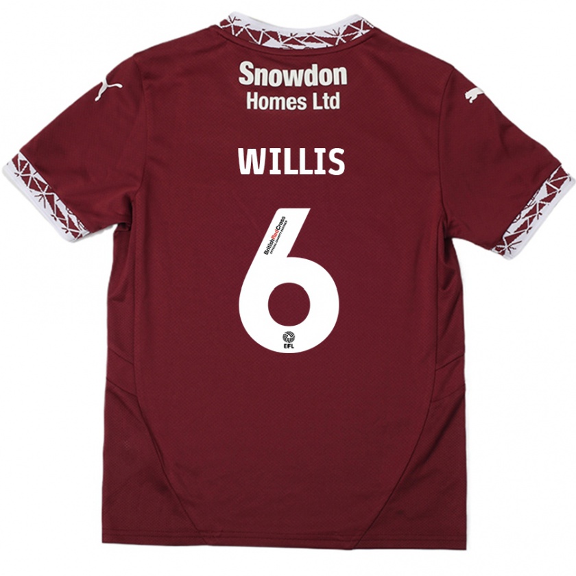 Kandiny Kinderen Jordan Willis #6 Bordeauxrood Thuisshirt Thuistenue 2024/25 T-Shirt België