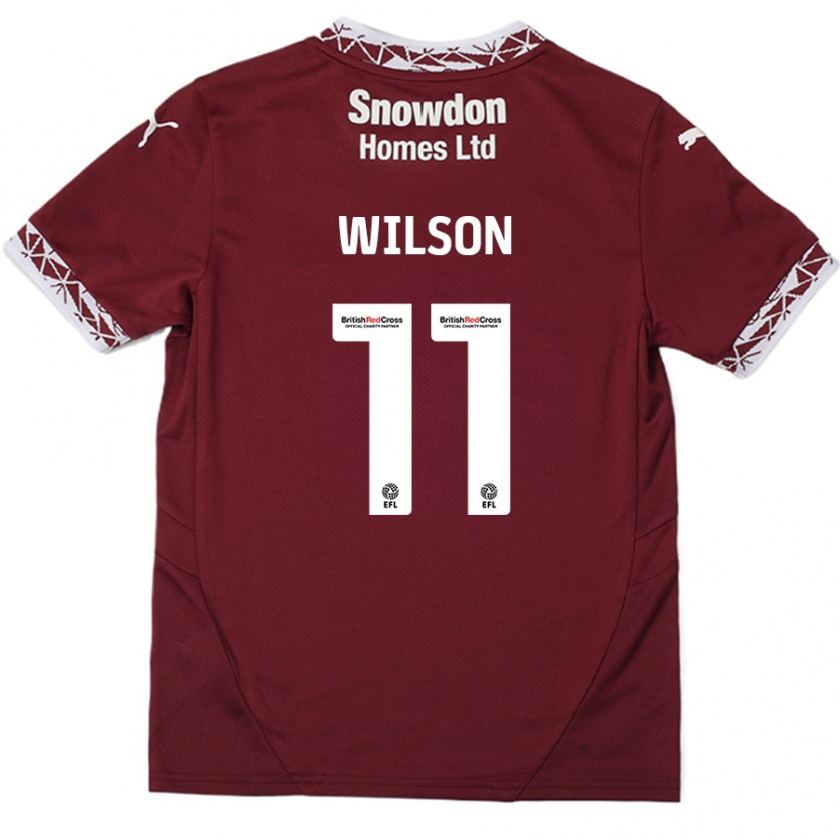 Kandiny Kinderen James Wilson #11 Bordeauxrood Thuisshirt Thuistenue 2024/25 T-Shirt België