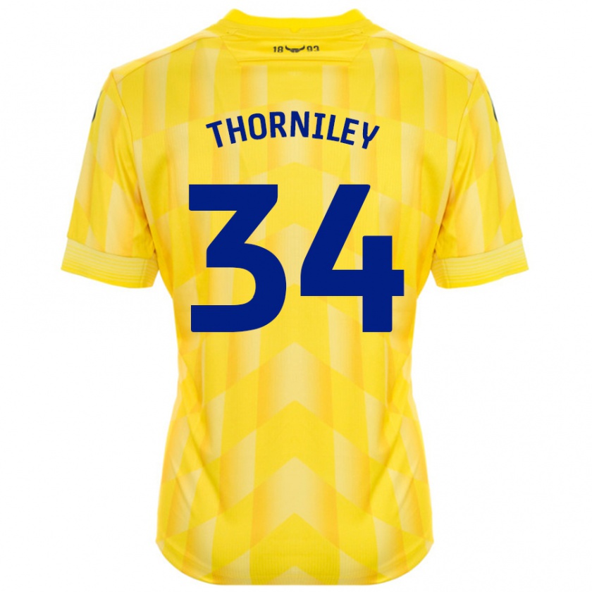 Kandiny Kinderen Jordan Thorniley #34 Geel Thuisshirt Thuistenue 2024/25 T-Shirt België