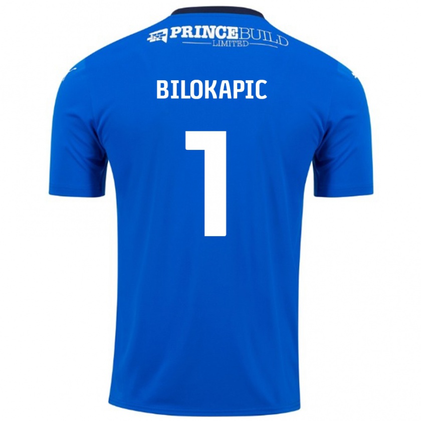 Kandiny Niño Camiseta Nicholas Bilokapic #1 Azul Blanco 1ª Equipación 2024/25 La Camisa