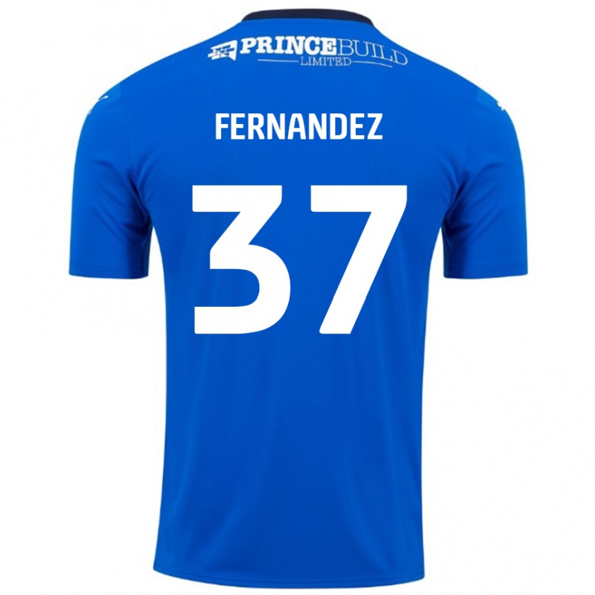 Kandiny Niño Camiseta Emmanuel Fernandez #37 Azul Blanco 1ª Equipación 2024/25 La Camisa