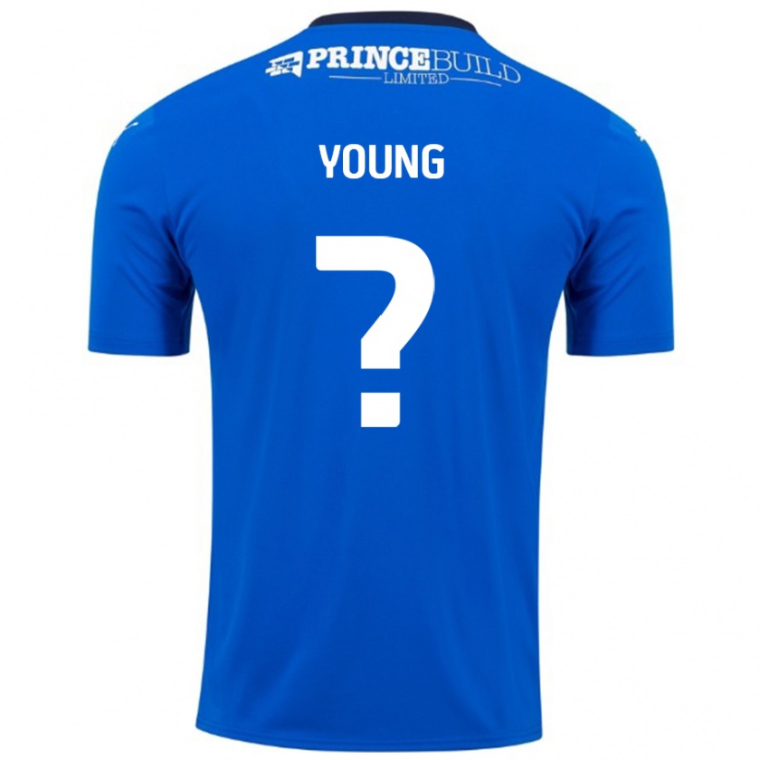 Kandiny Niño Camiseta Tyler Young #0 Azul Blanco 1ª Equipación 2024/25 La Camisa