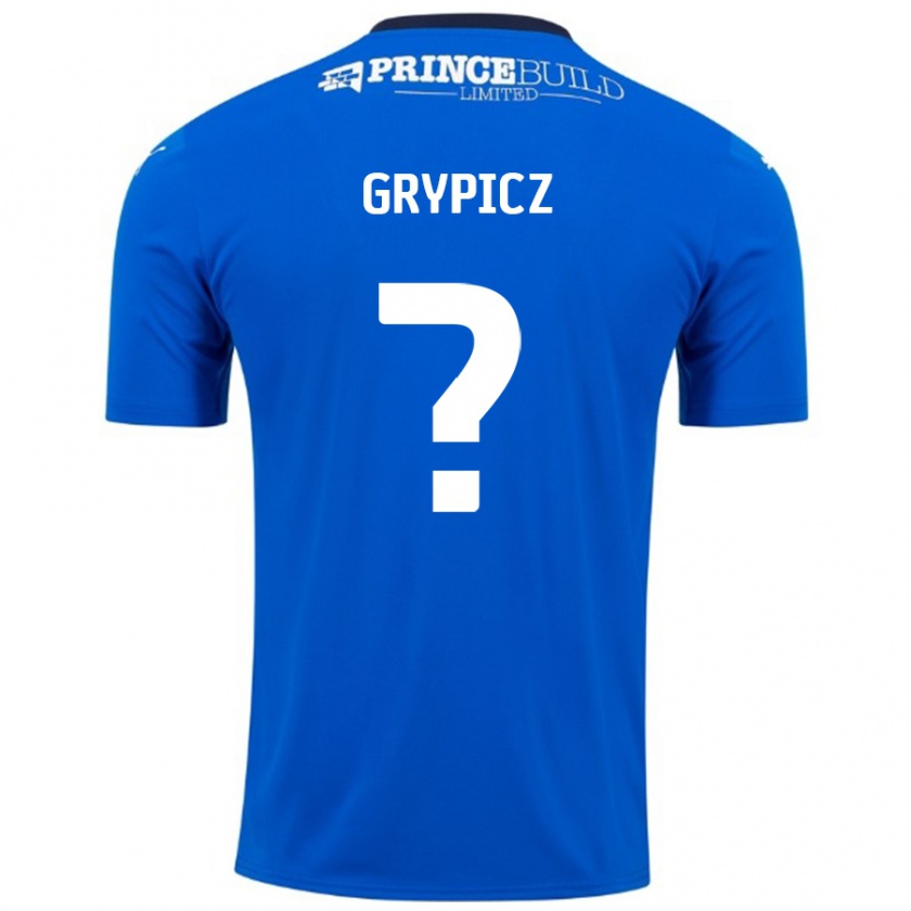 Kandiny Kinderen Brandon Grypicz #0 Blauw Wit Thuisshirt Thuistenue 2024/25 T-Shirt België