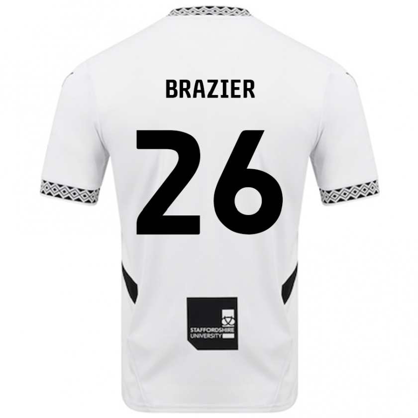 Kandiny Criança Camisola Liam Brazier #26 Branco Principal 2024/25 Camisa Brasil