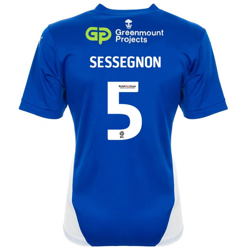 Kandiny Criança Camisola Steven Sessegnon #5 Branco Azul Principal 2024/25 Camisa Brasil