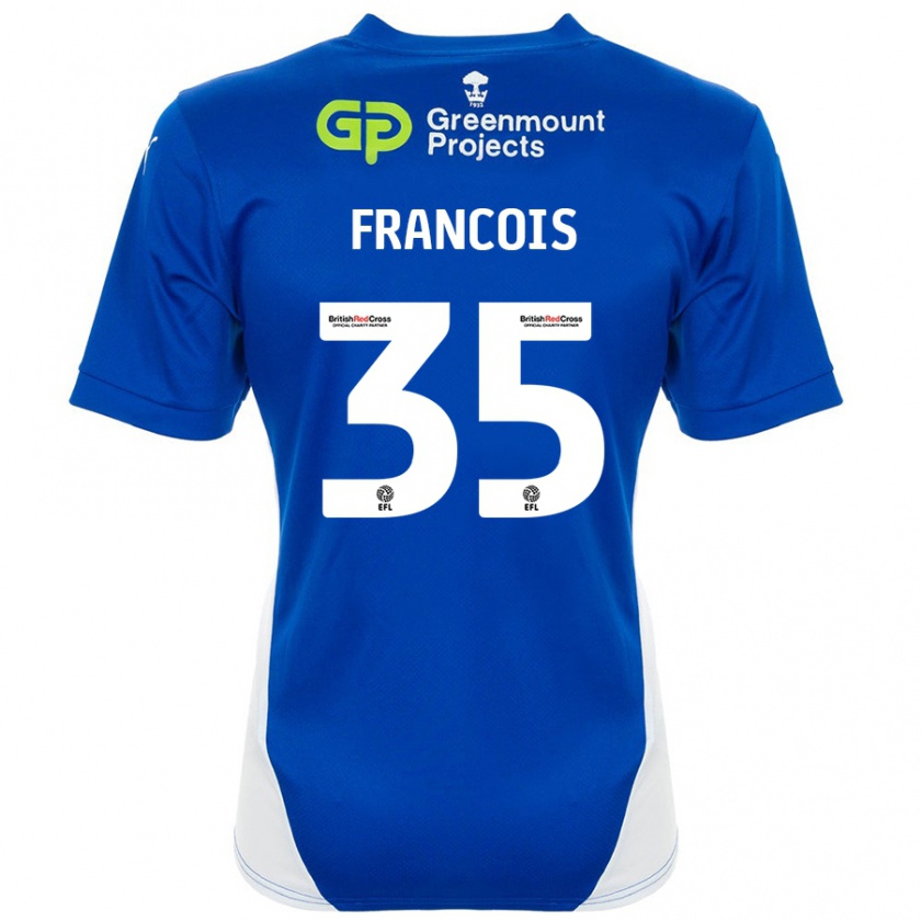 Kandiny Niño Camiseta Tyrese Francois #35 Azul Blanco 1ª Equipación 2024/25 La Camisa