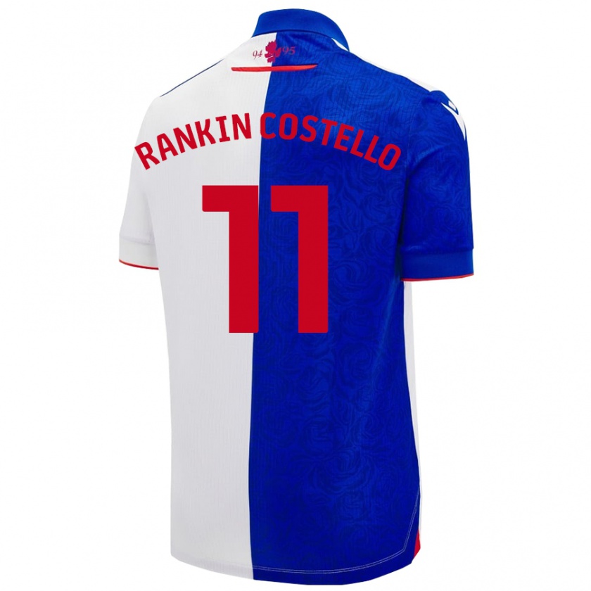 Kandiny Niño Camiseta Joe Rankin-Costello #11 Azul Cielo Blanco 1ª Equipación 2024/25 La Camisa México