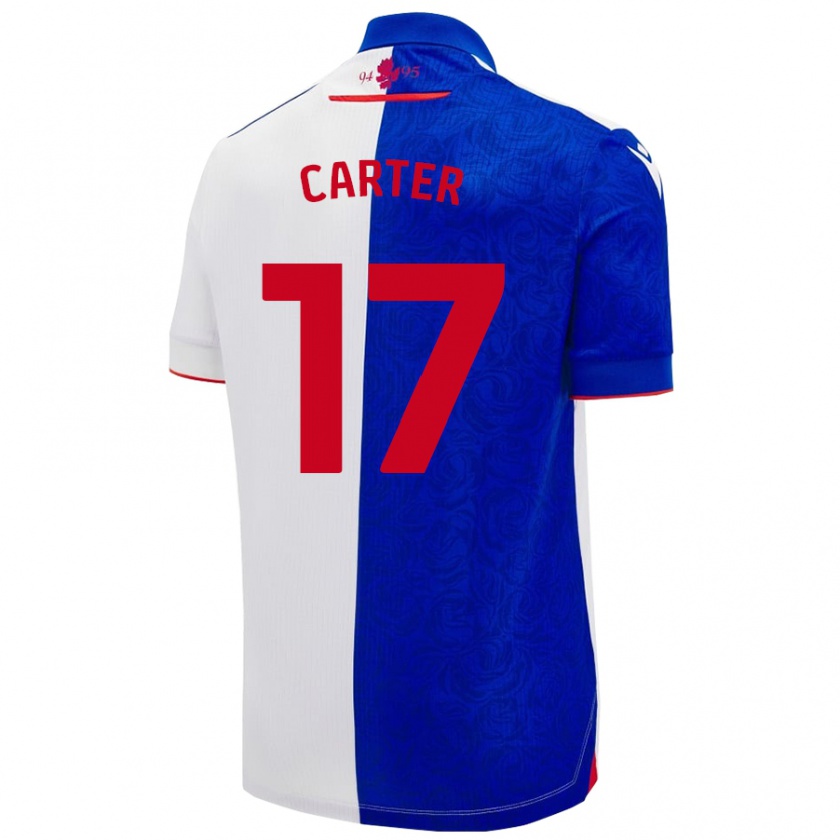 Kandiny Niño Camiseta Hayden Carter #17 Azul Cielo Blanco 1ª Equipación 2024/25 La Camisa