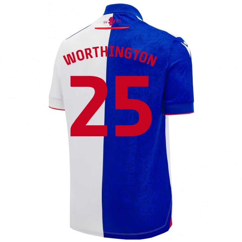 Kandiny Niño Camiseta Nicola Worthington #25 Azul Cielo Blanco 1ª Equipación 2024/25 La Camisa