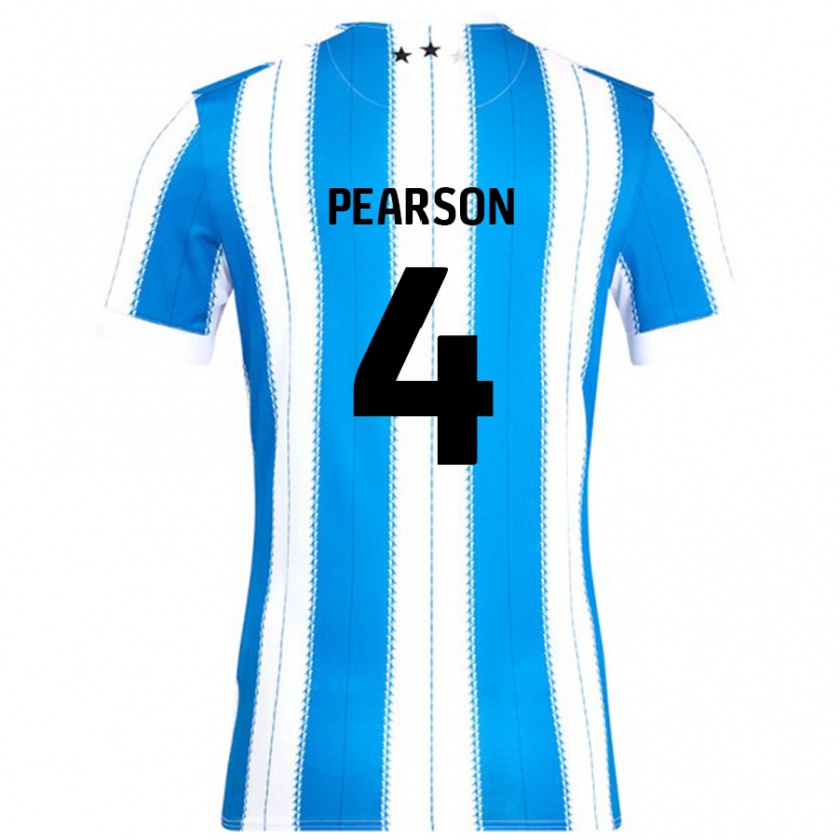 Kandiny Niño Camiseta Matty Pearson #4 Azul Blanco 1ª Equipación 2024/25 La Camisa