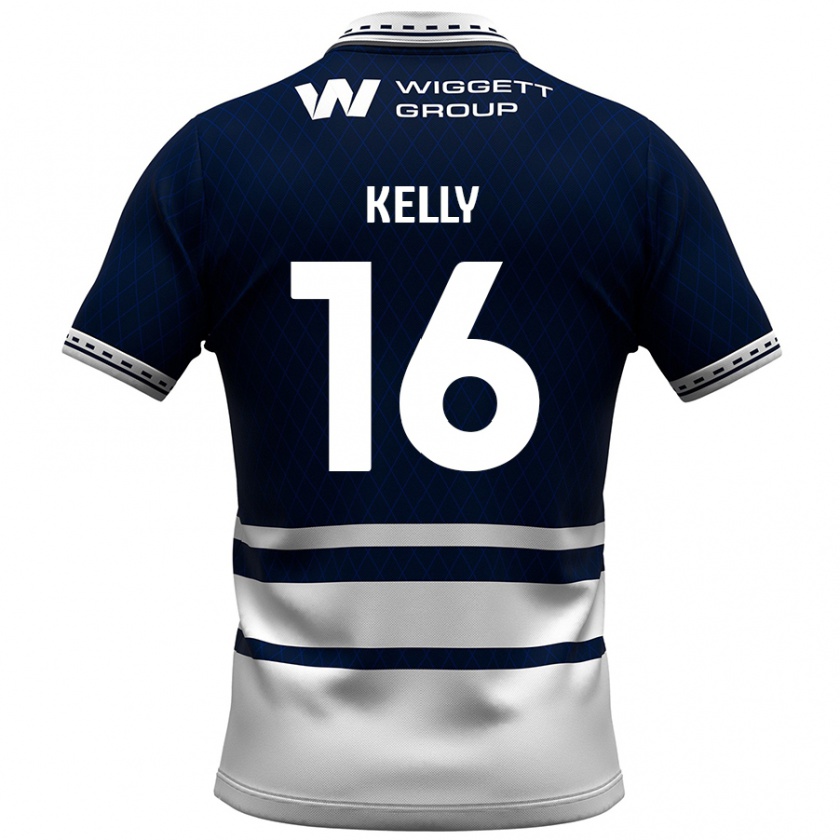 Kandiny Niño Camiseta Daniel Kelly #16 Azul Marino Blanco 1ª Equipación 2024/25 La Camisa