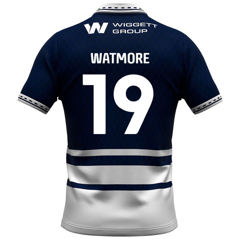 Kandiny Niño Camiseta Duncan Watmore #19 Azul Marino Blanco 1ª Equipación 2024/25 La Camisa México