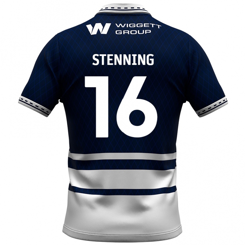 Kandiny Niño Camiseta Ellie Stenning #16 Azul Marino Blanco 1ª Equipación 2024/25 La Camisa México