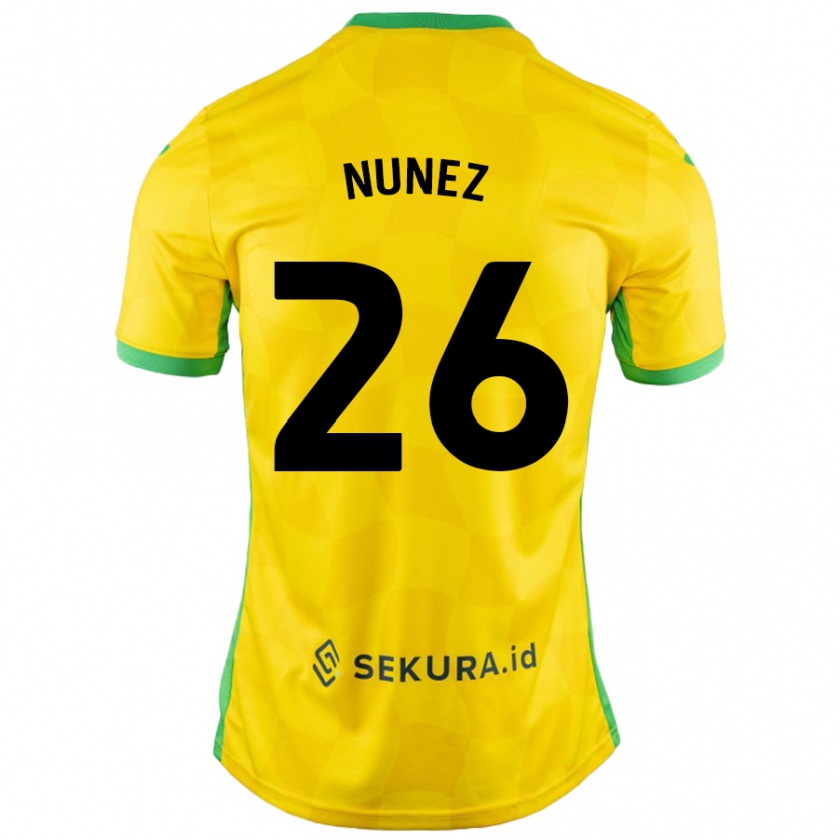 Kandiny Bambino Maglia Marcelino Núñez #26 Giallo Verde Kit Gara Home 2024/25 Maglietta