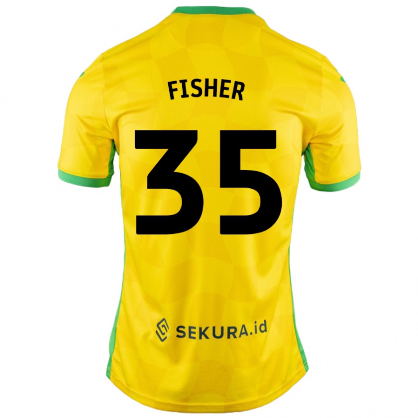 Kandiny Kinderen Kellen Fisher #35 Geel Groen Thuisshirt Thuistenue 2024/25 T-Shirt België