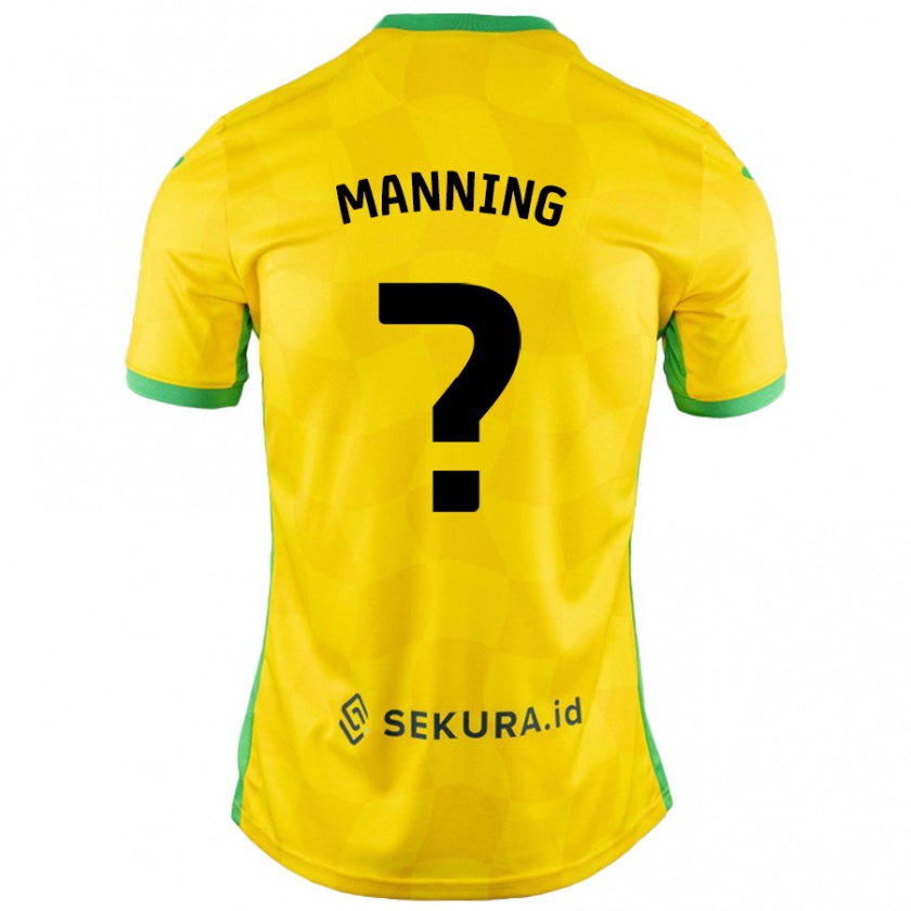 Kandiny Kinderen Adian Manning #0 Geel Groen Thuisshirt Thuistenue 2024/25 T-Shirt België