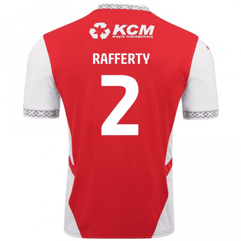 Kandiny Bambino Maglia Joe Rafferty #2 Rosso Bianco Kit Gara Home 2024/25 Maglietta