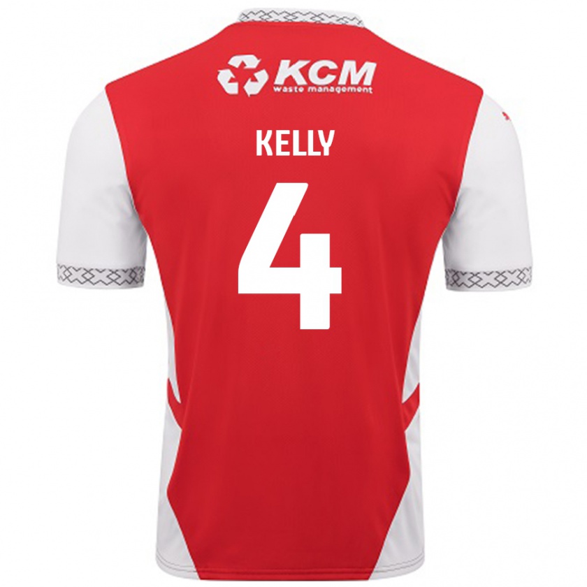 Kandiny Niño Camiseta Liam Kelly #4 Rojo Blanco 1ª Equipación 2024/25 La Camisa