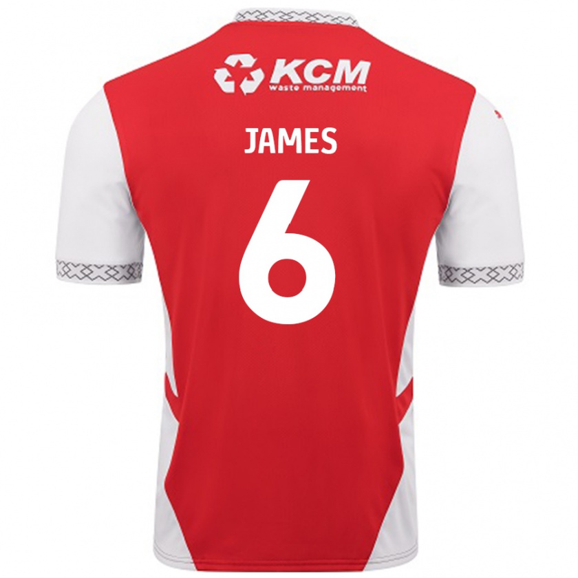 Kandiny Niño Camiseta Reece James #6 Rojo Blanco 1ª Equipación 2024/25 La Camisa México