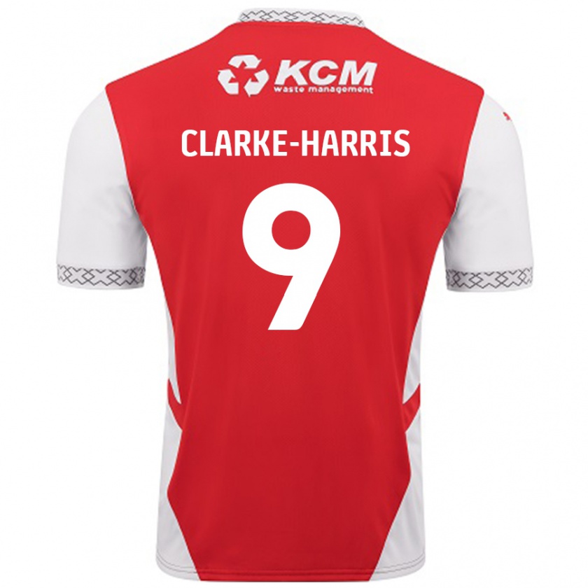 Kandiny Bambino Maglia Jonson Clarke-Harris #9 Rosso Bianco Kit Gara Home 2024/25 Maglietta