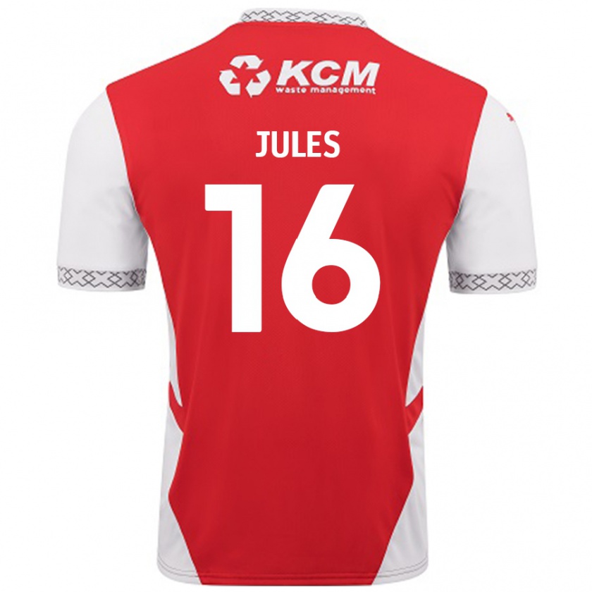 Kandiny Niño Camiseta Zak Jules #16 Rojo Blanco 1ª Equipación 2024/25 La Camisa México