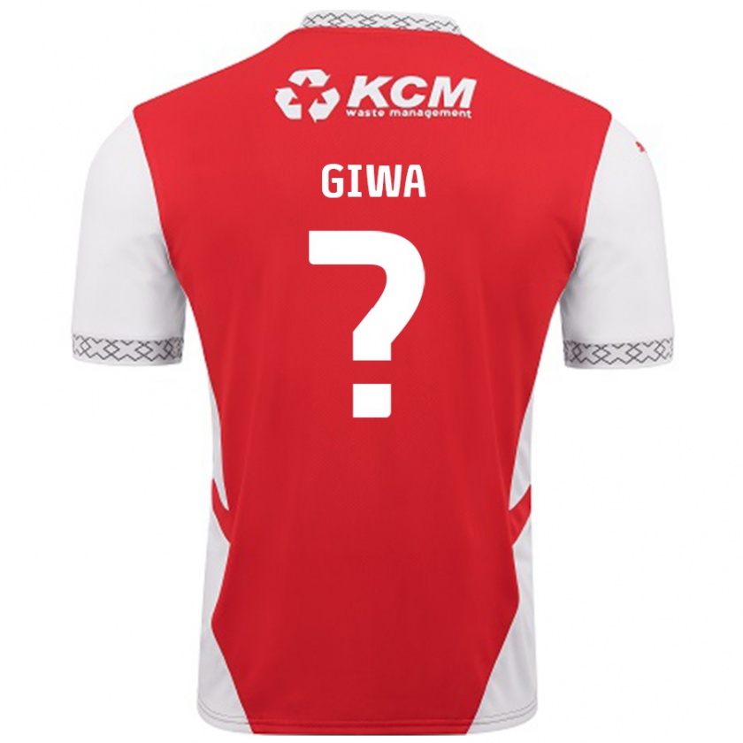 Kandiny Niño Camiseta George Giwa #0 Rojo Blanco 1ª Equipación 2024/25 La Camisa México