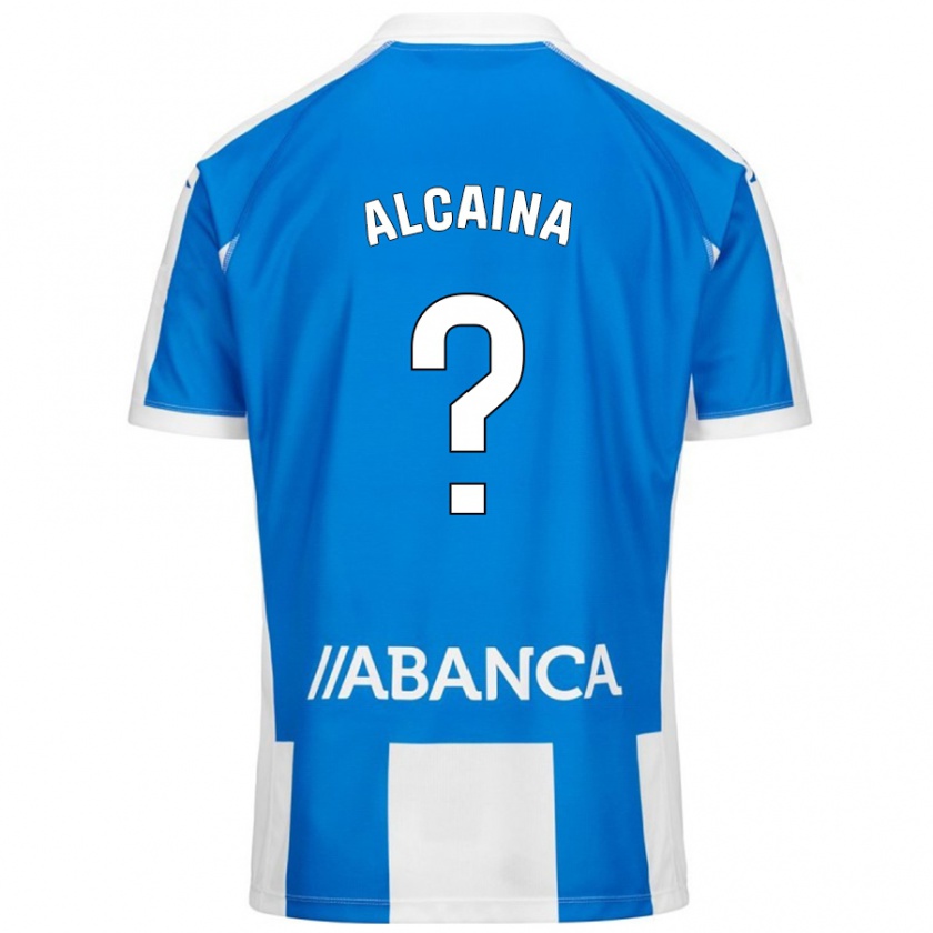 Kandiny Niño Camiseta Raúl Alcaina #0 Azul Blanco 1ª Equipación 2024/25 La Camisa