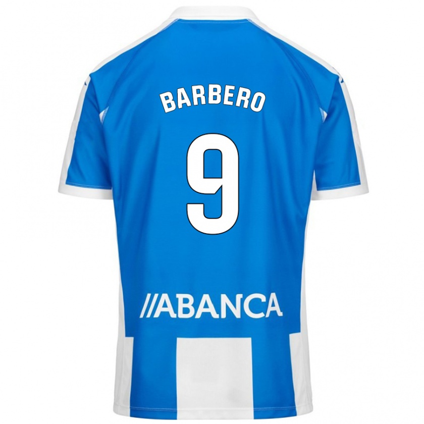 Kandiny Niño Camiseta Iván Barbero #9 Azul Blanco 1ª Equipación 2024/25 La Camisa