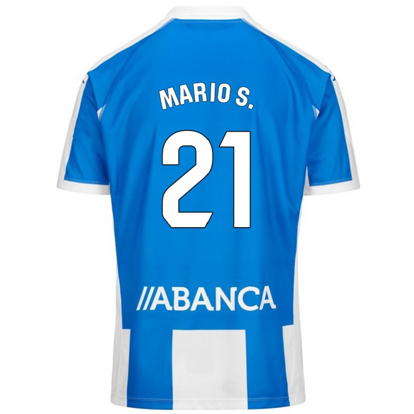 Kandiny Niño Camiseta Mario Soriano #21 Azul Blanco 1ª Equipación 2024/25 La Camisa