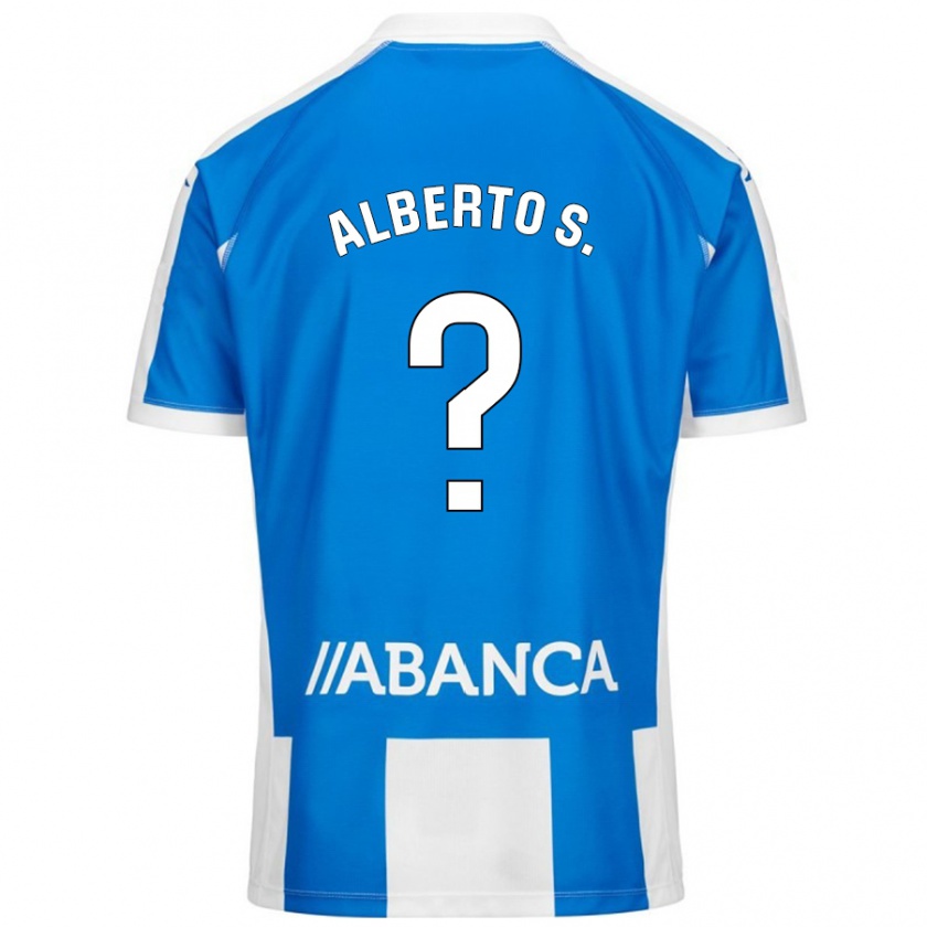 Kandiny Niño Camiseta Alberto Sánchez #0 Azul Blanco 1ª Equipación 2024/25 La Camisa