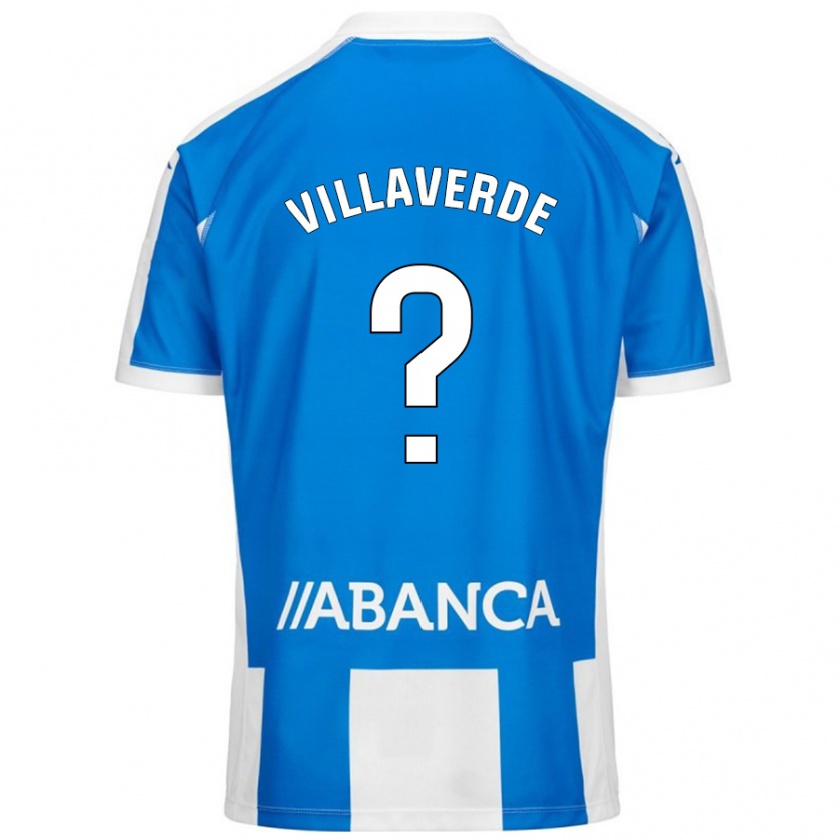 Kandiny Niño Camiseta Hugo Villaverde #0 Azul Blanco 1ª Equipación 2024/25 La Camisa