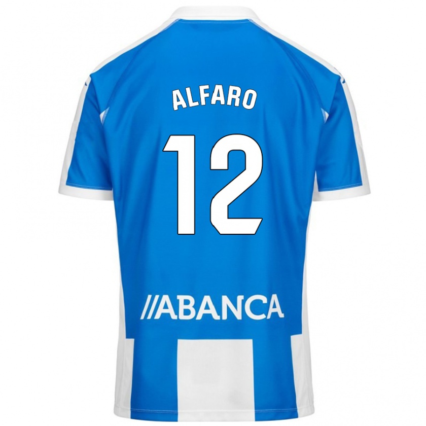 Kandiny Niño Camiseta Alejandro Alfaro #12 Azul Blanco 1ª Equipación 2024/25 La Camisa