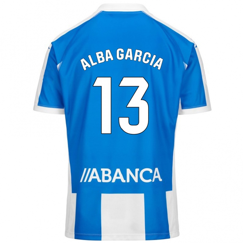 Kandiny Niño Camiseta Lucía Alba García #13 Azul Blanco 1ª Equipación 2024/25 La Camisa