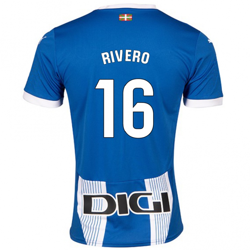 Kandiny Criança Camisola Almudena Rivero #16 Azul Principal 2024/25 Camisa Brasil