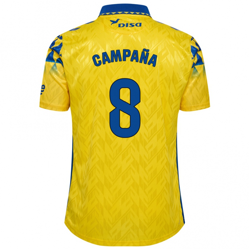 Kandiny Niño Camiseta José Campaña #8 Amarillo Azul 1ª Equipación 2024/25 La Camisa