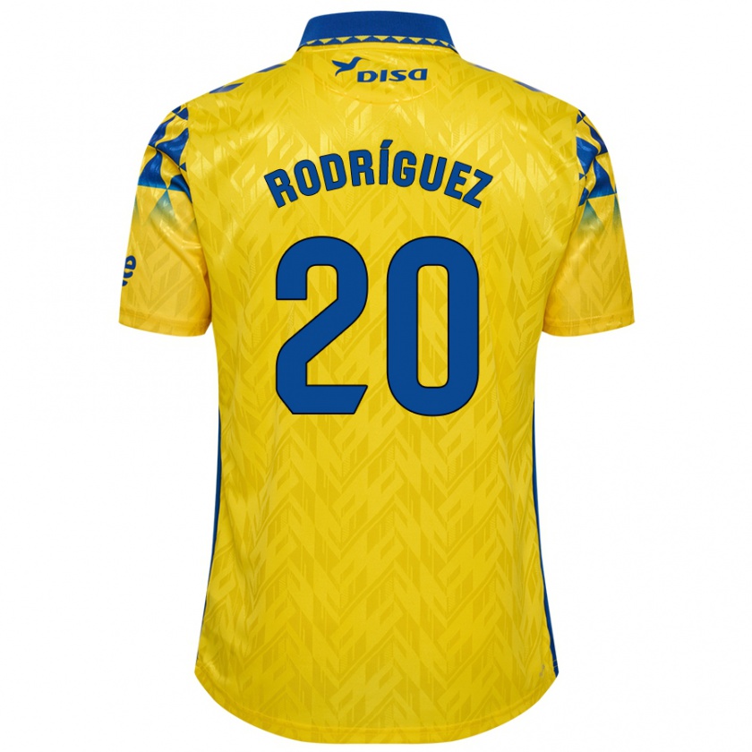 Kandiny Bambino Maglia Kirian Rodríguez #20 Giallo Blu Kit Gara Home 2024/25 Maglietta