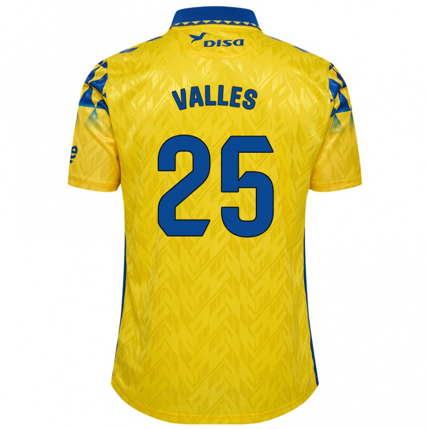 Kandiny Niño Camiseta Álvaro Valles #25 Amarillo Azul 1ª Equipación 2024/25 La Camisa