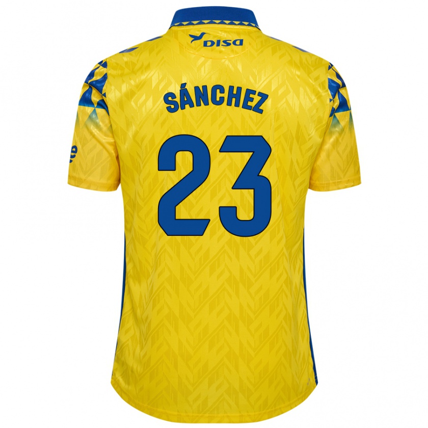 Kandiny Bambino Maglia Omar Sánchez #23 Giallo Blu Kit Gara Home 2024/25 Maglietta