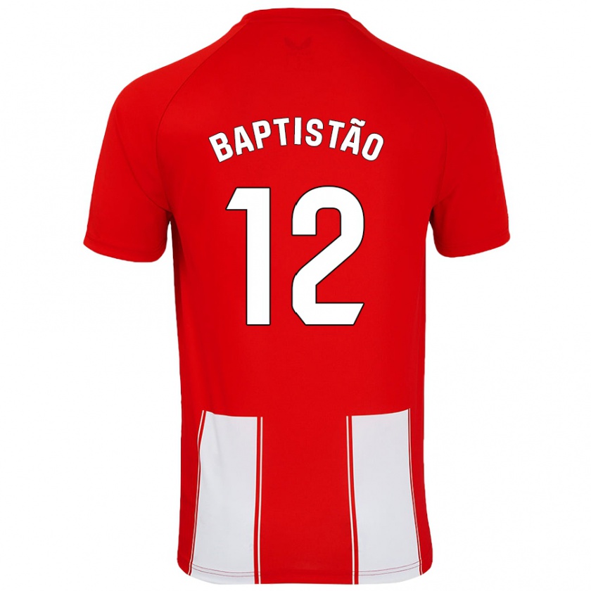 Kandiny Bambino Maglia Léo Baptistão #12 Rosso Bianco Kit Gara Home 2024/25 Maglietta