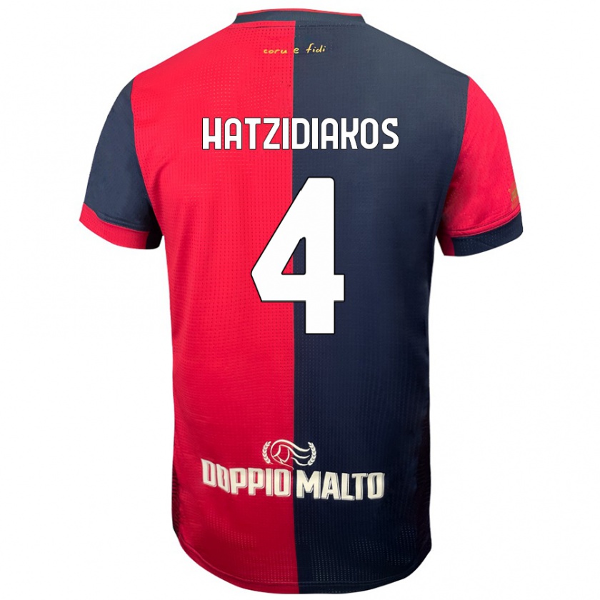 Kandiny Niño Camiseta Pantelis Hatzidiakos #4 Rojo Azul Más Oscuro 1ª Equipación 2024/25 La Camisa