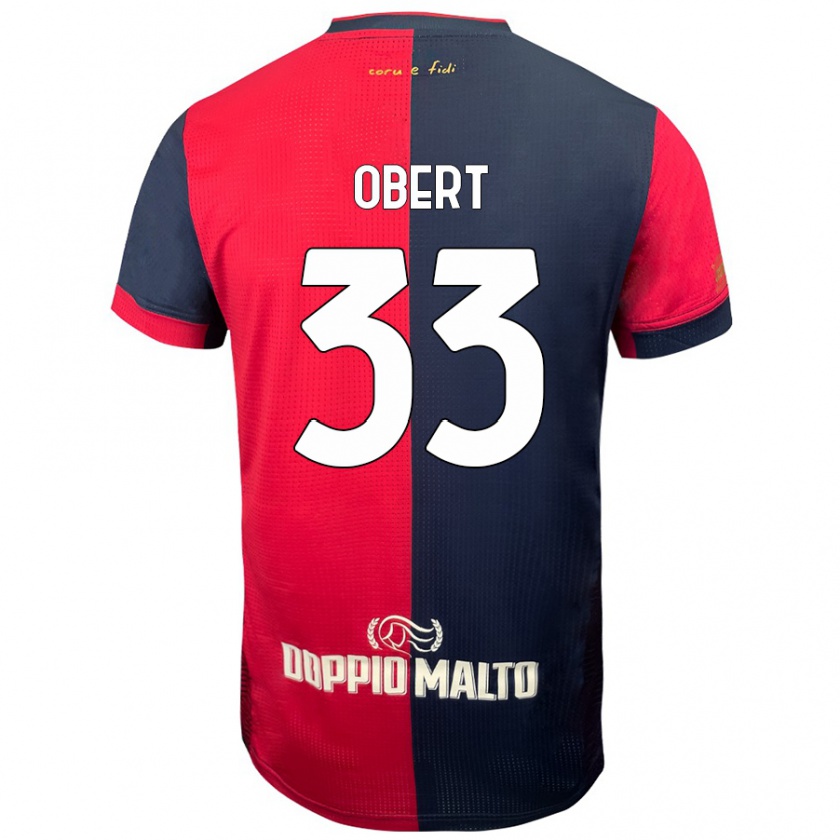 Kandiny Niño Camiseta Adam Obert #33 Rojo Azul Más Oscuro 1ª Equipación 2024/25 La Camisa