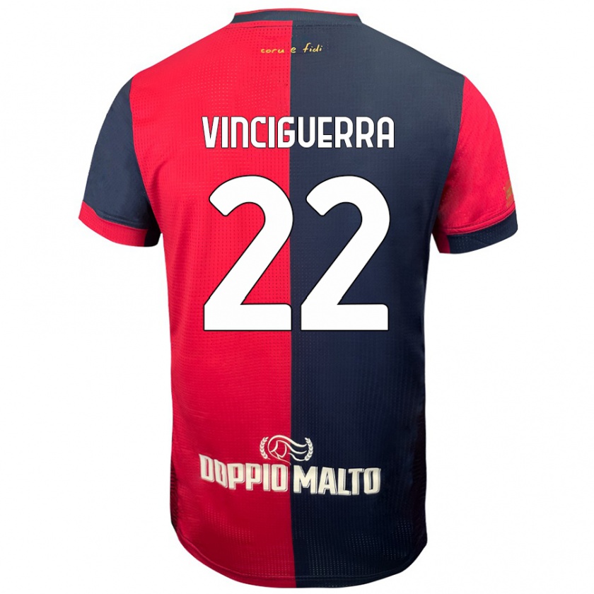 Kandiny Niño Camiseta Alessandro Vinciguerra #22 Rojo Azul Más Oscuro 1ª Equipación 2024/25 La Camisa