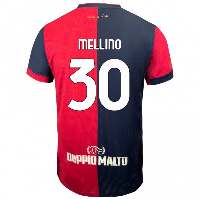 Kandiny Niño Camiseta Carlo Mellino #30 Rojo Azul Más Oscuro 1ª Equipación 2024/25 La Camisa