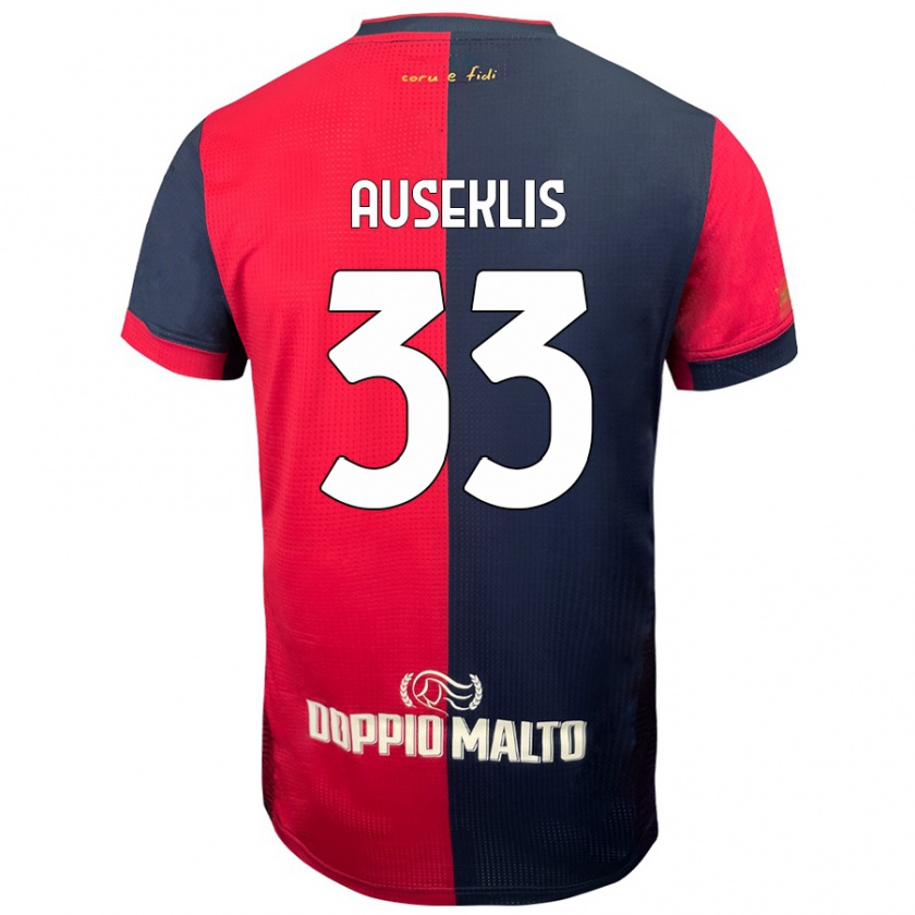 Kandiny Niño Camiseta Henrijs Auseklis #33 Rojo Azul Más Oscuro 1ª Equipación 2024/25 La Camisa