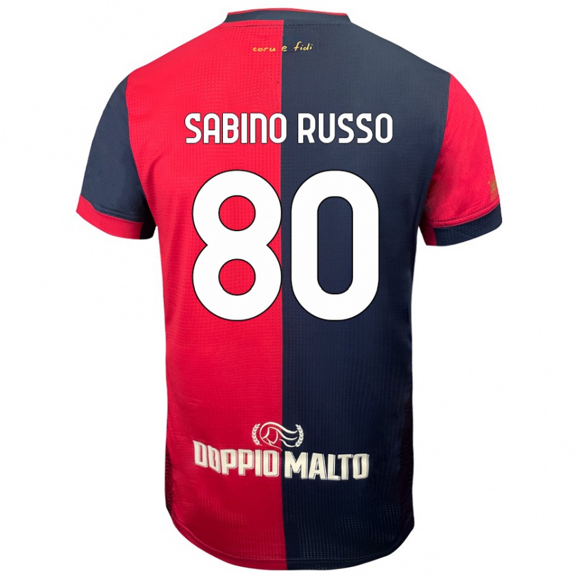 Kandiny Niño Camiseta Alessandro Sabino Russo #80 Rojo Azul Más Oscuro 1ª Equipación 2024/25 La Camisa