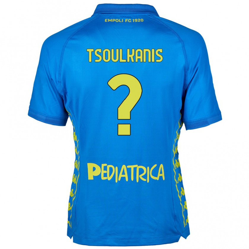 Kandiny Criança Camisola Konstantinos Tsoulkanis #0 Azul Principal 2024/25 Camisa Brasil