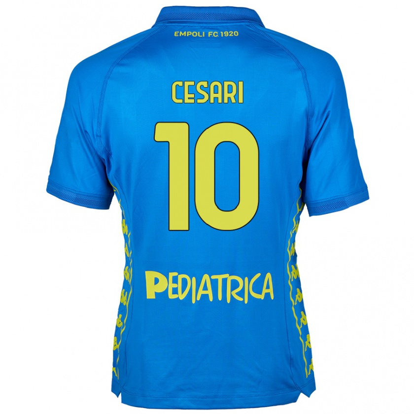 Kandiny Criança Camisola Manuel Cesari #10 Azul Principal 2024/25 Camisa Brasil